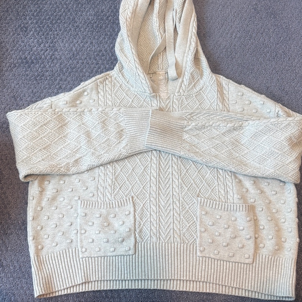 Lou & Grey green Textured Knit Hoodie Sweater
